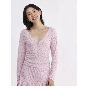nwt no boundaries pink floral PJ top sz xl